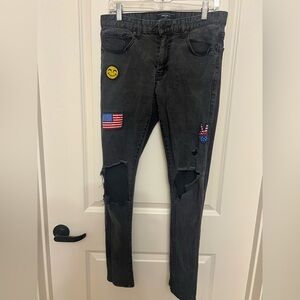 Men’s slim or ankle fit patch work jeans
